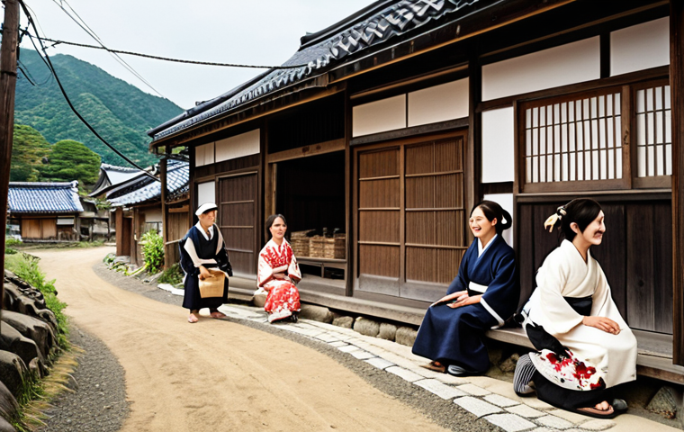 **

A heartwarming scene depicting a rural Japanese village revitalized by a successful crowdfunding campaign. Show smiling villagers, especially young people, engaging in traditional crafts or a new business venture. In the background, depict the beautiful natural scenery of the region. Emphasize the blend of tradition and modernity. Bright, hopeful atmosphere.

**