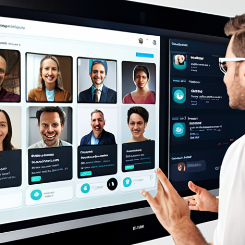 **Prompt:** A diverse group of proactive crowdfunding investors collaboratively monitoring a project's progress on a large, interactive transparent screen. Digital overlays show chat bubbles, social media feeds, and detailed progress charts. One investor points to a specific data point, while others nod in understanding, embodying active communication and community engagement. The background subtly features elements of a successful product prototype, like a sleek gadget or a well-crafted item. High-tech, collaborative, dynamic, vibrant.