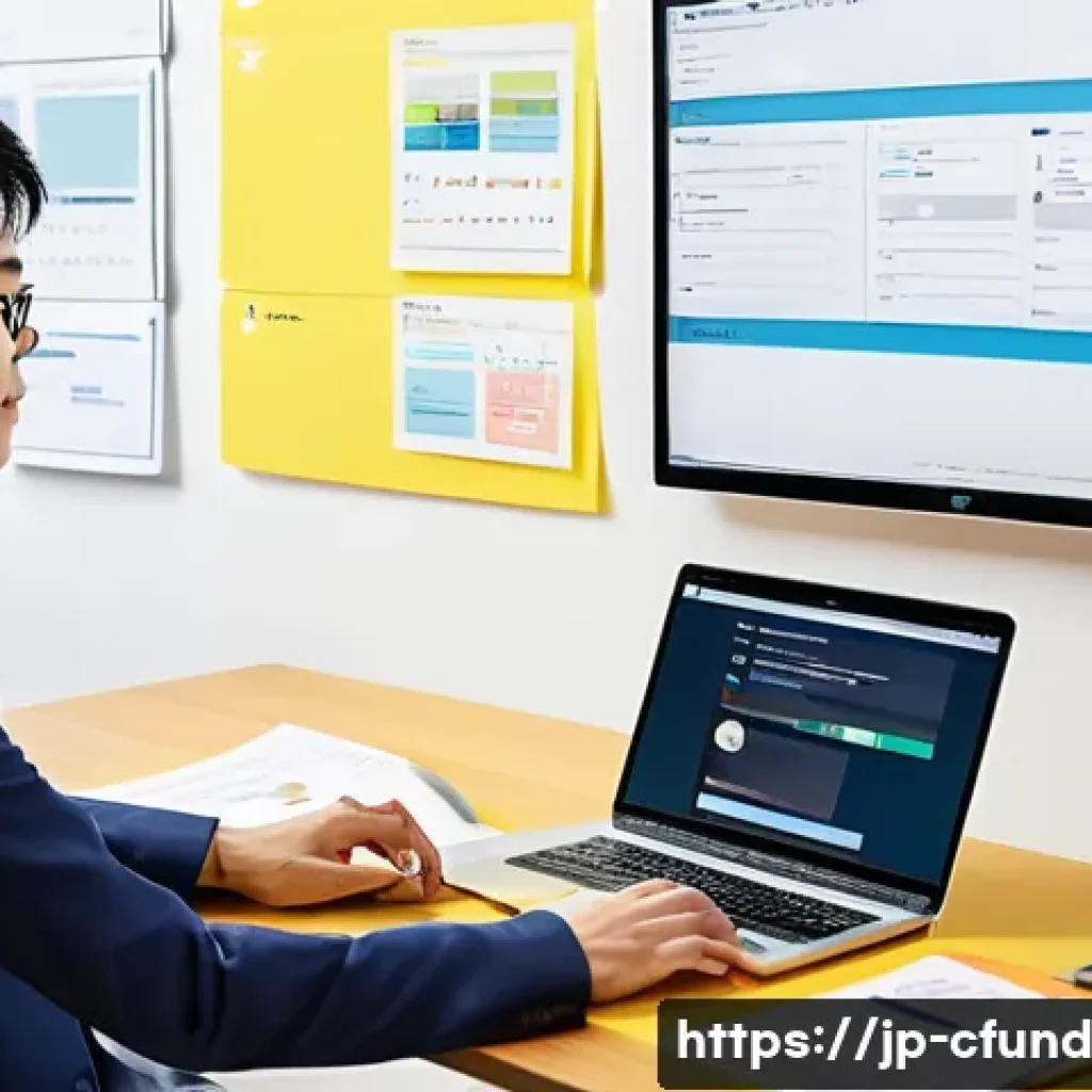 크라우드펀딩 투자자의 피드백 활용 - A modern Japanese crowdfunding project manager engaging with diverse investors through multiple comm...
